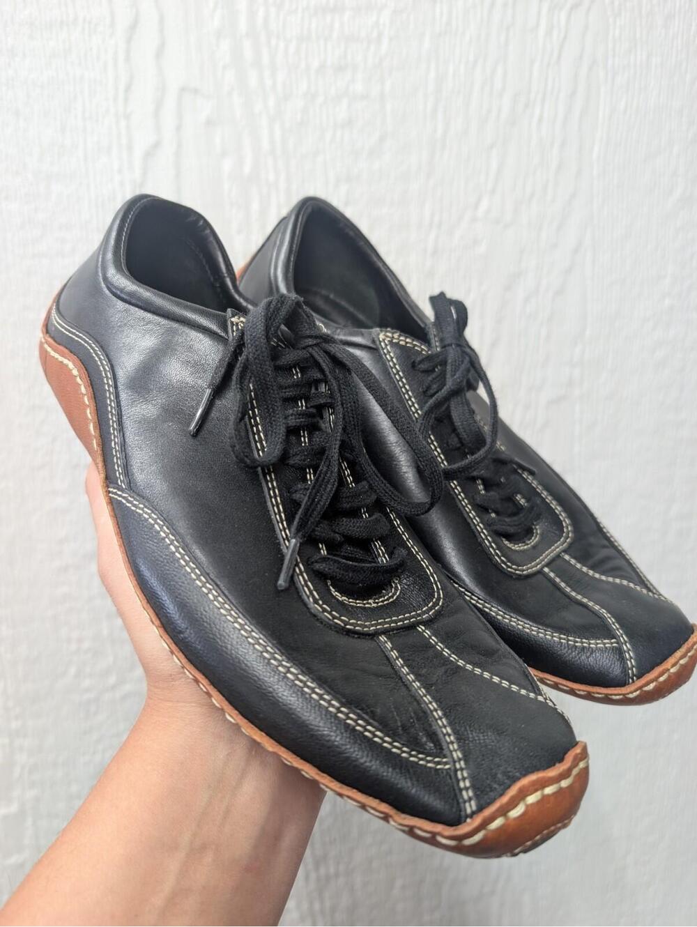 Cole Haan Air Ryder Black Leather Lace Up Driving Moccasin Oxford Sneaker 7.5